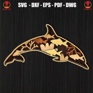 Dolphin Laser Cut Svg, Multilayer Dolphin Mandala SVG for Cricut, Beach Ocean Sea Animal Wall Decor Svg, Layered Dolphin Laser Cut Files