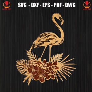 3D Flamingo Blume Laser Cut Datei, 3D Flamingo Mandala SVG für Glowforge, Flamingo Craft Home Decor, 3D Sperrholz Flamingo CNC DXF