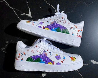 Juice WRLD Air Force 1 AF1 personalizada, pintada a mano, zapatilla personalizada en colaboración.