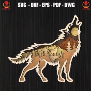 Wolf 3D Multilayer Mandala SVG Laser Cut File, Layered Forest Animal CNC Design, Unique 3D Wolf Wooden Multilayer Engraved Laser Cut File