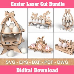 Easter Egg Holder Bundle Laser Cut, Happy Easter Egg Holder, Flower Egg Holder, Kinder Egg Holder, Creme Egg Holder Decor home