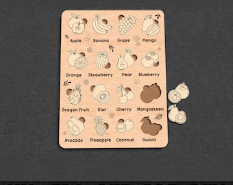 Fruit Montessori Puzzle SVG, Kids Learning Game (Digital Download)