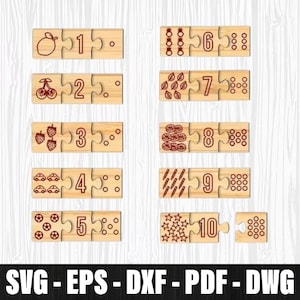 Learn To Count Number Puzzle Laser Cut, Montessori Number Puzzle for Kids Cut, Wooden Counting Activity Cut, Baby Gift for Early Education