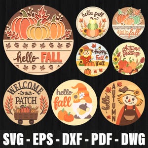 Fall Door Sign SVG Bundle, Fall Porch Door Sign, Fall Door Hanger SVG Bundle, Laser cut sign, Door hanger svg, Farmhouse fall svg