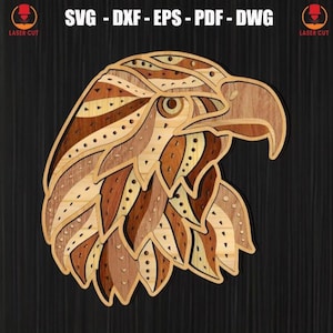 3D Eagle Multilayer Svg Laser Cut, American Eagle Mandala DXF For Cricut, 3D Mandala Plywood Cutting, Eagle CNC Wood Decor Laser Cut File