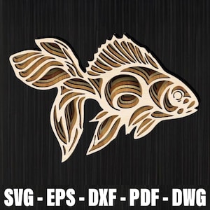 Gold Fish 3D Mandala Svg Laser Cut, Fishing Multilayer Cut File, Golden Fish Multilayer Panel for Laser Cutting, Fish Home Decor Cutting