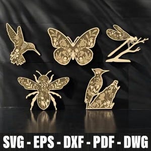 Floral Wildlife Layered Svg Bundle Laser Cut, Animals Multilayer Wooden Engraved Laser Cut File, Animals Wildlife Multilayers Laser Cut File