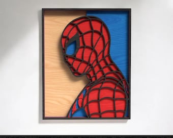 Spider Man 3D Layered Svg Laser Cut File, Superhero Wall Art for Kids Room, Multilayer Shadow Box Laser Cricut, Superhero Wood Cut Out Laser