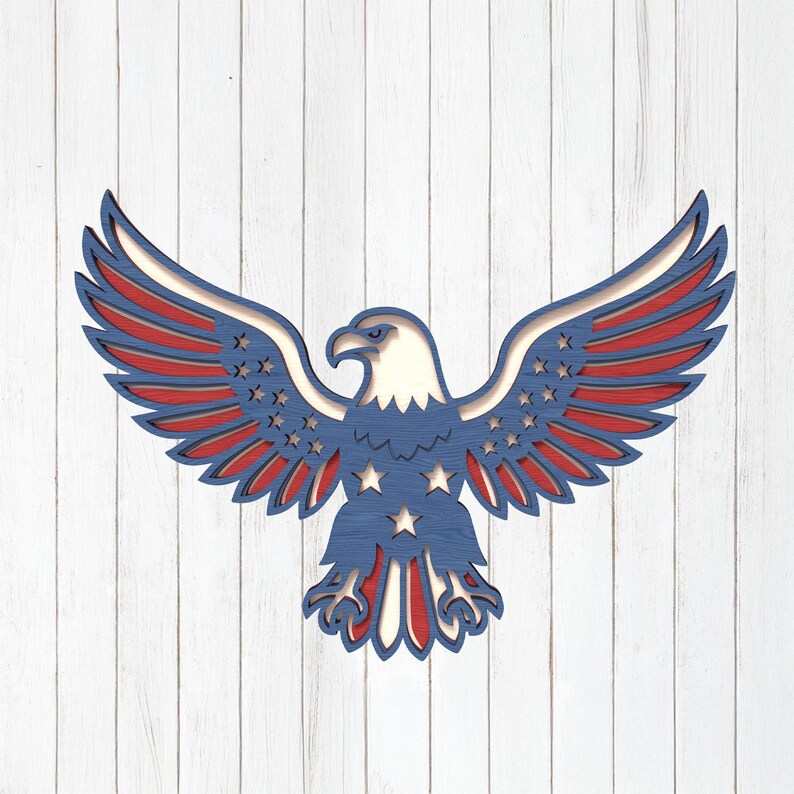 Patriotic Eagle Layered Bundle Svg Laser Cut, Eagle 3D Multilayer Svg ...