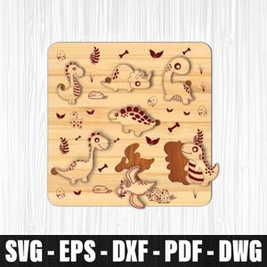 Children Dinosaur Puzzle Laser Cut, Laser Cut Wooden Dinosaur Puzzle Game, Montessori Puzzle Game Laser Cut, Educational Puzzle Svg Cutting