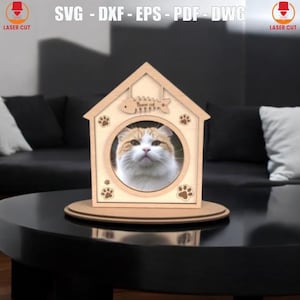 Cat House Photo Frame Laser Cut, Cat Photo Frame Svg, Wooden Frame Picture Pet Laser, Pet Picture Frame Laser Cut, Cat Svg, Kitten Frame Svg