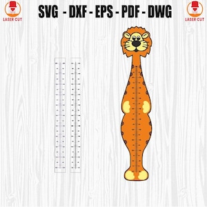 Wachstums-Chart für Kinder Lion Laser Cut, Kinder-Karikatur-Tierlöwen-Wachstums-Chart, Messlineal, Kinderholz-Wachstums-Chartlineal