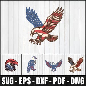 Patriotic Eagle Layered Bundle Svg Laser Cut, Eagle 3D Multilayer Svg, Patriotic Eagle Multilayer Svg, American Flag Bald Eagle Laser Cut
