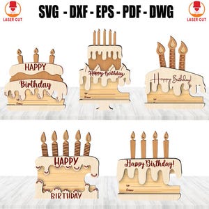 Bundle de porte-cartes cadeau d'anniversaire découpé au laser, fichier de découpe laser Svg joyeux anniversaire, gâteau d'anniversaire cadeau découpé au laser, découpe Svg cupcake joyeux anniversaire