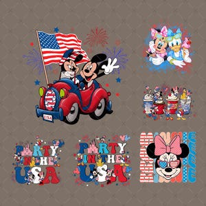 4th of July Bundle Png, Patriotic America Png, 4th of July Png, Independence Day Png, Party In The USA Fireworks Png, Mouse And Friends Png