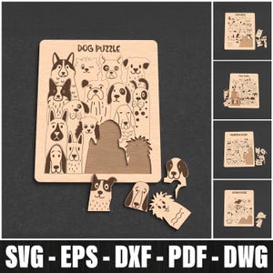 Ensemble de puzzle animal 3D pour enfants découpé au laser, puzzle 3D découpé au laser SVG, puzzles en bois pour enfants, puzzle pour enfants Glowforge découpé au laser téléchargement numérique