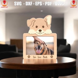 Cute Dog Head Photo Frame Svg Laser Cut, 3D Pet Photo Frame Laser Cut, Pet Photo Display, 3D Dog Frame Laser Cut, Family Pet Frame Laser Cut