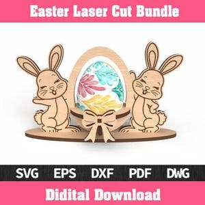 Bunny Easter Egg Holder Laser Cut Svg File, Glowforge Egg Holder Stand Svg Cricut Easter Egg Holder,  Easter Egg Holder Basket Decor Home