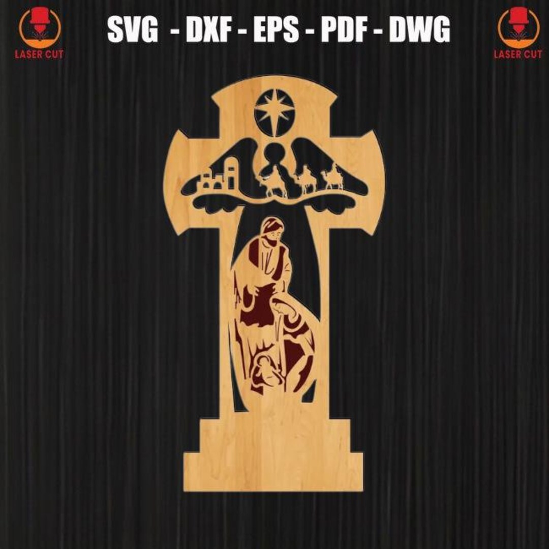 Christian Cross Sign Svg File, Jesus Cross Laser Cut File, Nativity ...