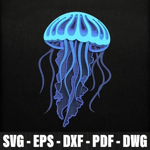 Jellyfish 3D Layered Svg Laser Cut, Ocean Sea Life Laser Cut, Sea Animal Decor Laser, Mandala Jellyfish Laser Cut, Wood Jellyfish Shadow Box