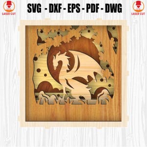 Dragon Mandala Shadow Box Svg Laser Cut, Nightlight Shadow Box Laser Cut, Dragon Knight Fairytale Shadow Box Svg, Knight Shadow Box Svg Cut