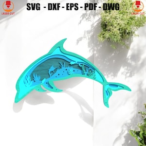 Multilayer Dolphin Art Glowforge Svg Laser Cut, Dolphin 3D Mandala Laser Svg, Dolphin For Wood Multilayer 3D Svg Laser Cut, Fish Multilayer