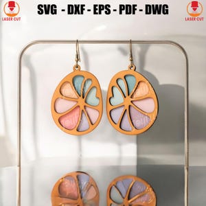 Citrus Slice Earrings Svg Laser Cut, Orange and Lemon Earrings Svg Cricut, Summer Jewelry Laser Cut Files, Modern Laser Cut Earrings Design