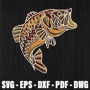 Multilayer Perch Svg Laser Cut File, 3D Fish Mandala Laser Cutting Design for Cricut, Fishing Wall Art Decor, Bass Files For Wood Laser Cut