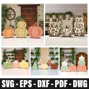Stacked Flower Pumpkins Laser File, Floral Stacked Pumpkin SVG, Pumpkin Laser Cut, Laser SVG for Fall, Fall Autumn Decor, Laser Files Pumkin