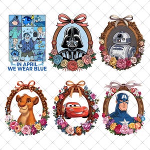 Disney Cartoon Friend Mirror Bows Personagens Bundle Png, Reino Mágico, Laço de Coquete de Espelho de Flor Png, Arquivos Marvel Cartoon Mirror Png