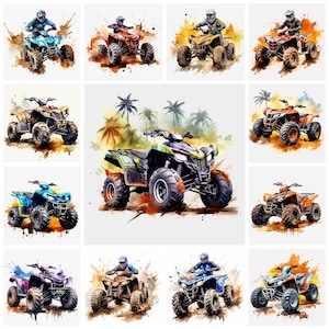 41 cliparts PNG VTT motosport, illustration aquarelle de sports de motard pour POD, VTT tout-terrain pour la conception de t-shirt, images de sports extrêmes