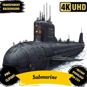 Submarine PNG Clipart Bundle, Watercolor Nautical Military Submarine Photograpgy Home Wall Art Illustration, Commercial Use