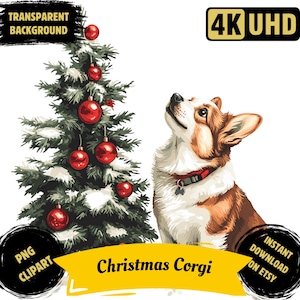 Weihnachtscorgis Hund PNG druckbare Clipart, Aquarell Weihnachtscorgis Sublimation, festliches Corgis Haustier Illustration Bild, kommerzielle Nutzung