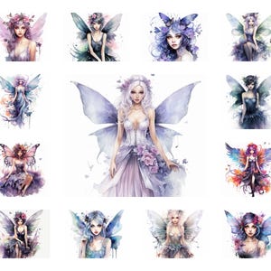 28 Magische Fee PNG Clipart, Aquarell süße Fee Illustration für POD, Fantasy Fee für T-Shirt Design, Fee mit Flügeln, kommerzielle Nutzung