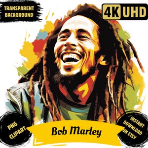 Bob Marley PNG Clipart, Aquarell Bob Marley Porträt druckbare digitale Kunst, Bob Marley Sublimation, Bob Marley Illustration Papiermodelle