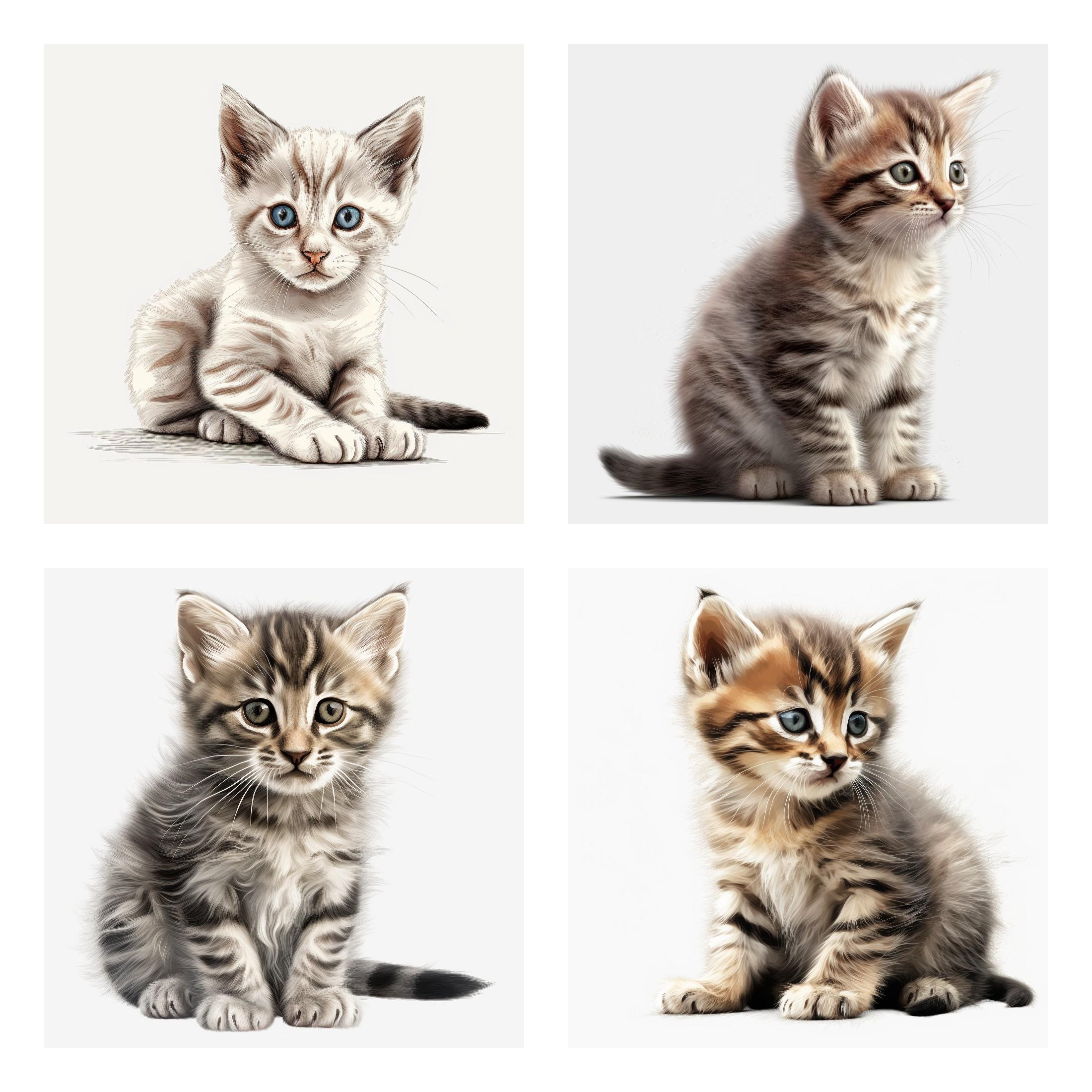 41 Kitten PNG Clipart Bundle, Watercolor Cute Baby Cat Pet Portrait ...
