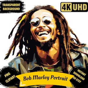 Portrait de Bob Marley PNG Clipart, aquarelle Portrait de Bob Marley, art numérique imprimable, Sublimation de Bob Marley, Illustration de Bob Marley