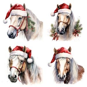 30 Christmas Horse PNG Clipart Bundle, Watercolor Festive Pony Images ...