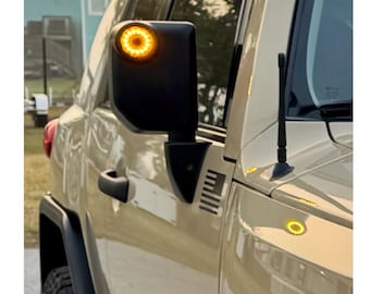 FJ Cruiser - KC Cyclone V2 Mirror Light Retrofit Brackets - optional Dimmer or Flasher module and optional Amber KC Lights