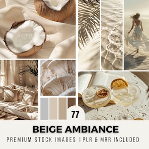 BEIGE AMBIANCE Aesthetic Stock Images Bundle | AI luxury Stock Images for digital marketing, branding social media | Includes plr and mrr