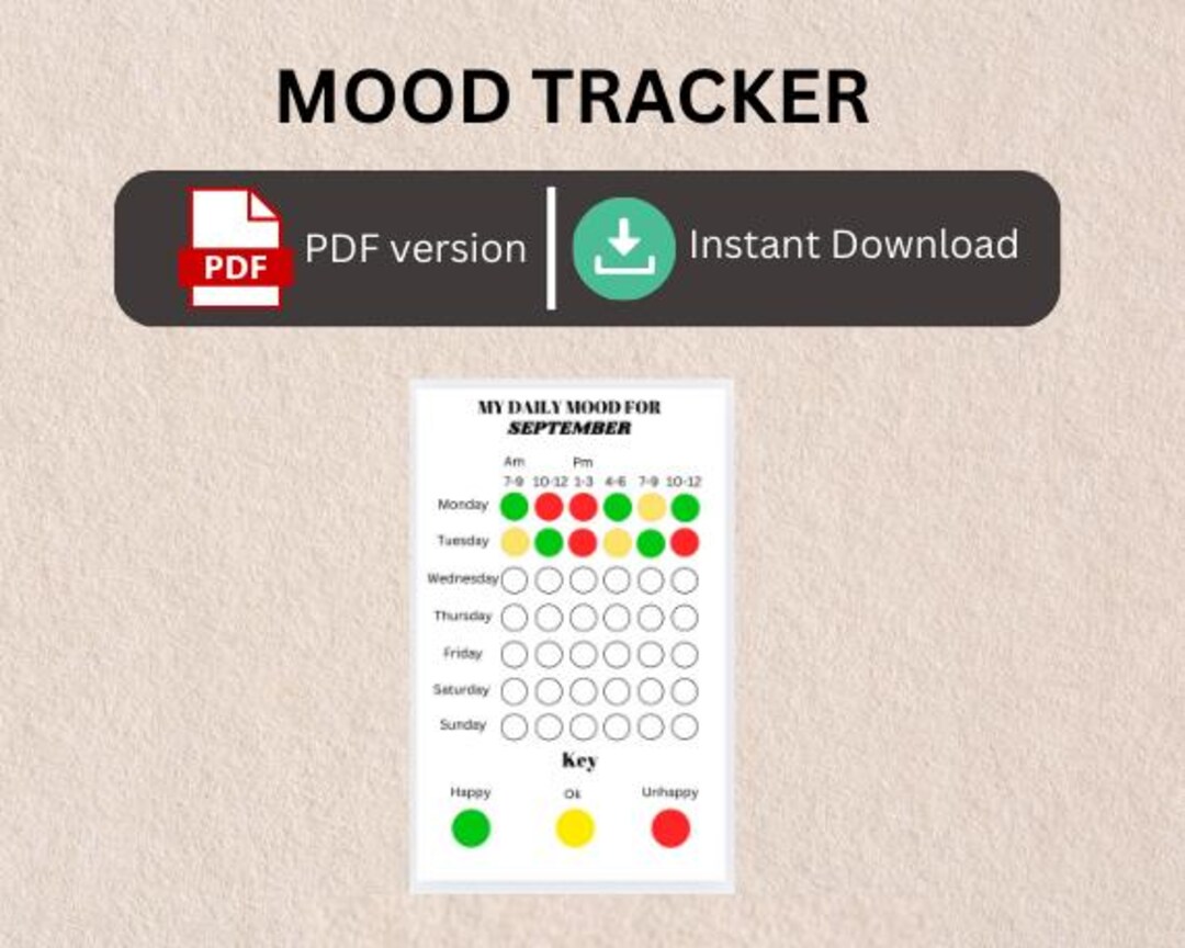 Daily Mood Journal & Tracker – Printable Mood Chart | Anxiety Tracker ...