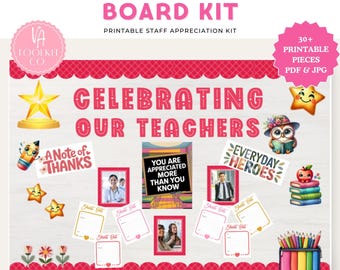 Kit para tablón de anuncios de la Semana de Agradecimiento al Maestro / Exhibición para el personal docente / Tablero de reconocimiento laboral imprimible