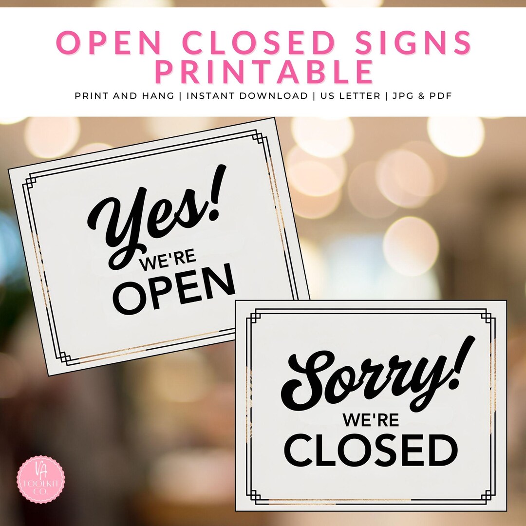 Shop Open Closed Signs Printable (PDF + JPG, Letter Size),instant ...
