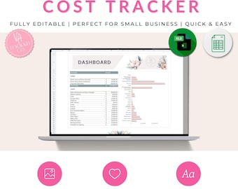 Rastreador de custos para inicialização de negócios | Planilha editável | Compatível com Planilhas Google e Excel | Rastreador de despesas para pequenas empresas | Download instantâneo