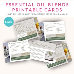Essential Oil Blends Printable – DIY Aromatherapy Recipes and Templates for Wellness Enthusiasts and Holistic Practitioners - 7 x 5in cards
