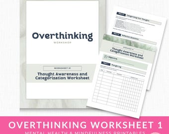 Overthinking Worksheet, Mental Health Workbook, Anxiety Relief Tools, Printable Self-Help Guide for Coping, Emotional Regulation Therapy