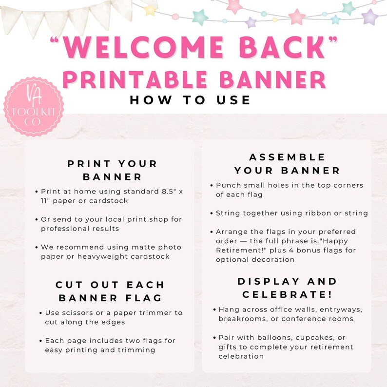 Welcome Back to Work Printable Banner, Instant Download for Coworkers ...