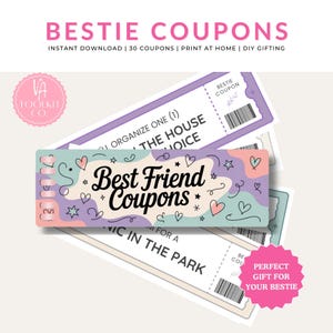 Libro de cupones para tu mejor amiga, cupones imprimibles, regalo de cumpleaños único, cupones de amistad para ella, descarga digital, idea de regalo creativa