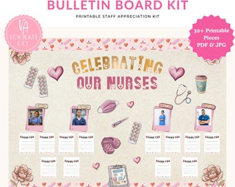 Kit para Painel de Avisos da Enfermagem | Semana de Apreciação da Enfermagem | Painel de Reconhecimento para Profissionais de Saúde (Imprimível) | Hospital | O Poder da Enfermagem | Kit para Painel de Avisos
