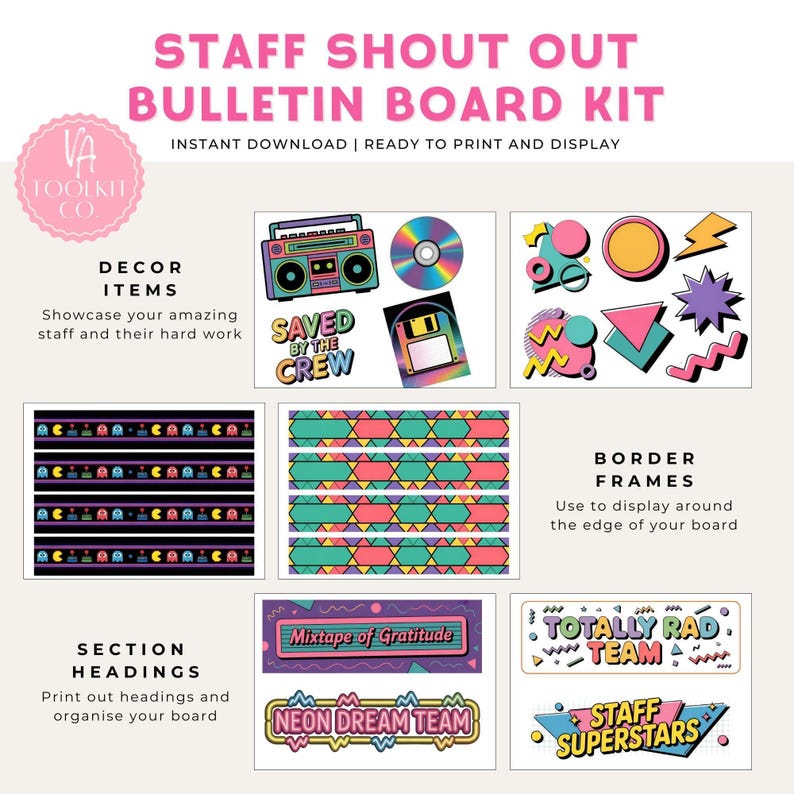 Employee Recognition Bulletin Board – Retro 90s Staff Appreciation ...